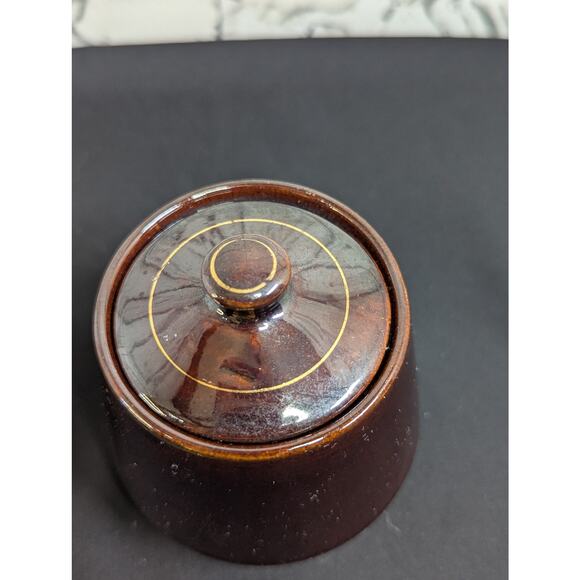 Vintage Moriage Redware Sugar Bowl w/ Handpainted Rooster Motif, MCM, Pre-Owned - Picture 6 of 7